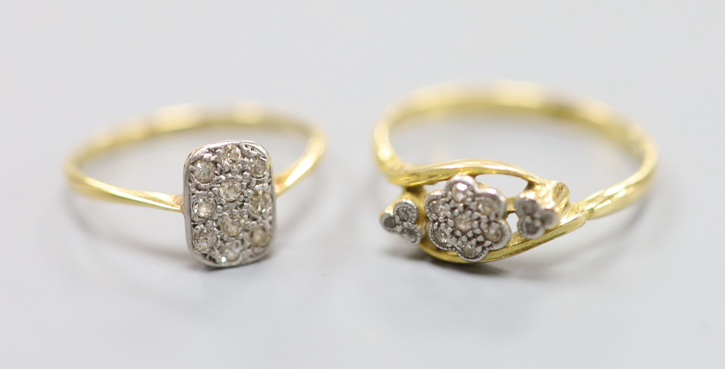 Two diamond set rings